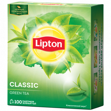 Чай зеленый LIPTON Байховый Classic green к/уп 100 пак