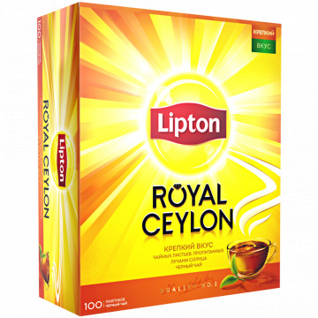 Чай черный LIPTON Байховый Royal Ceylon к/уп 100 пак