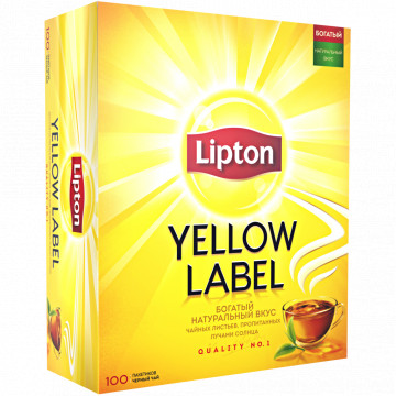 Чай черный LIPTON Yellow Label к/уп 100 пак